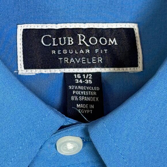 Club Room Men's Regular Fit Solid Dress Shirt, Regatta 16.5 34/35 $60 - Picture 3 of 6